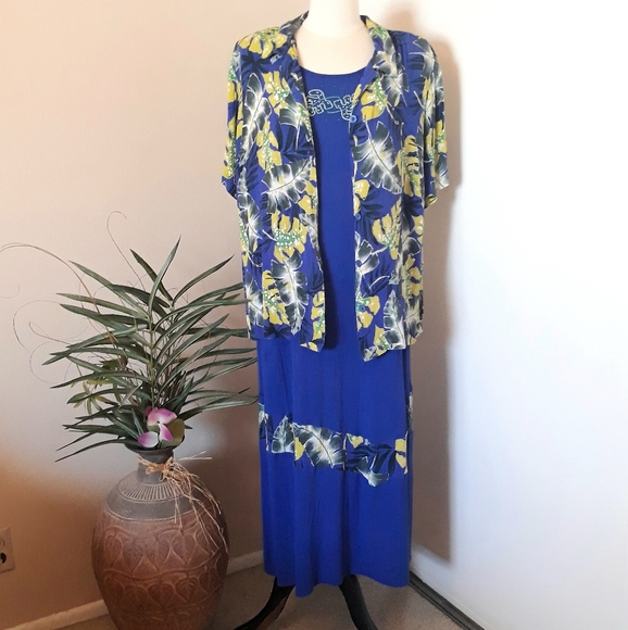 C.M. Shapes Dresses & Skirts - Vintage Hawaiian Print 2-Piece Dress | Size 1X
